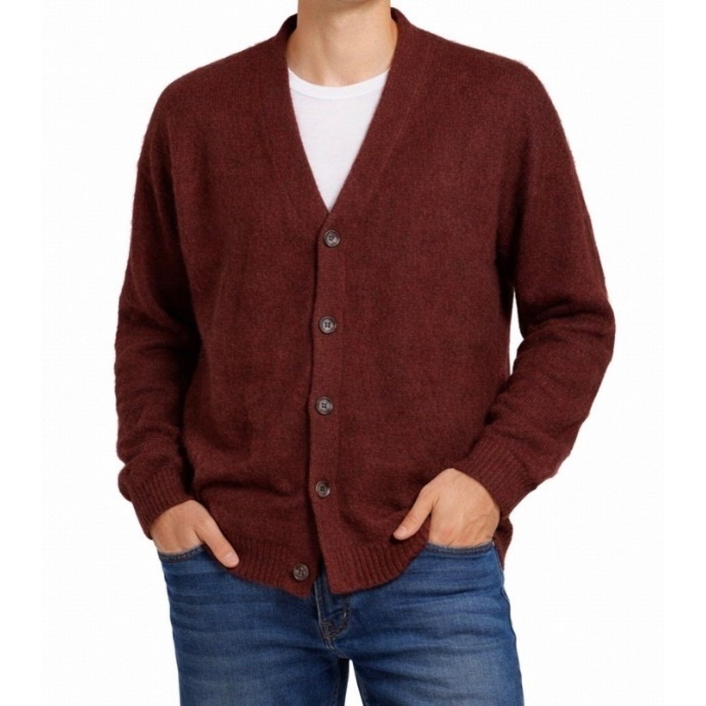 Cotton On Button Front Fuzzy Knit Cropped Solid‎ Men's Cardigan Sweater new XL